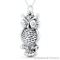 thumbnail image 1 of Perched Owl Bird Animal Charm 43x19mm (1.7x0.75in) Pendant & Chain Necklace in Oxidized .925 Sterling Silver, 1 of 1