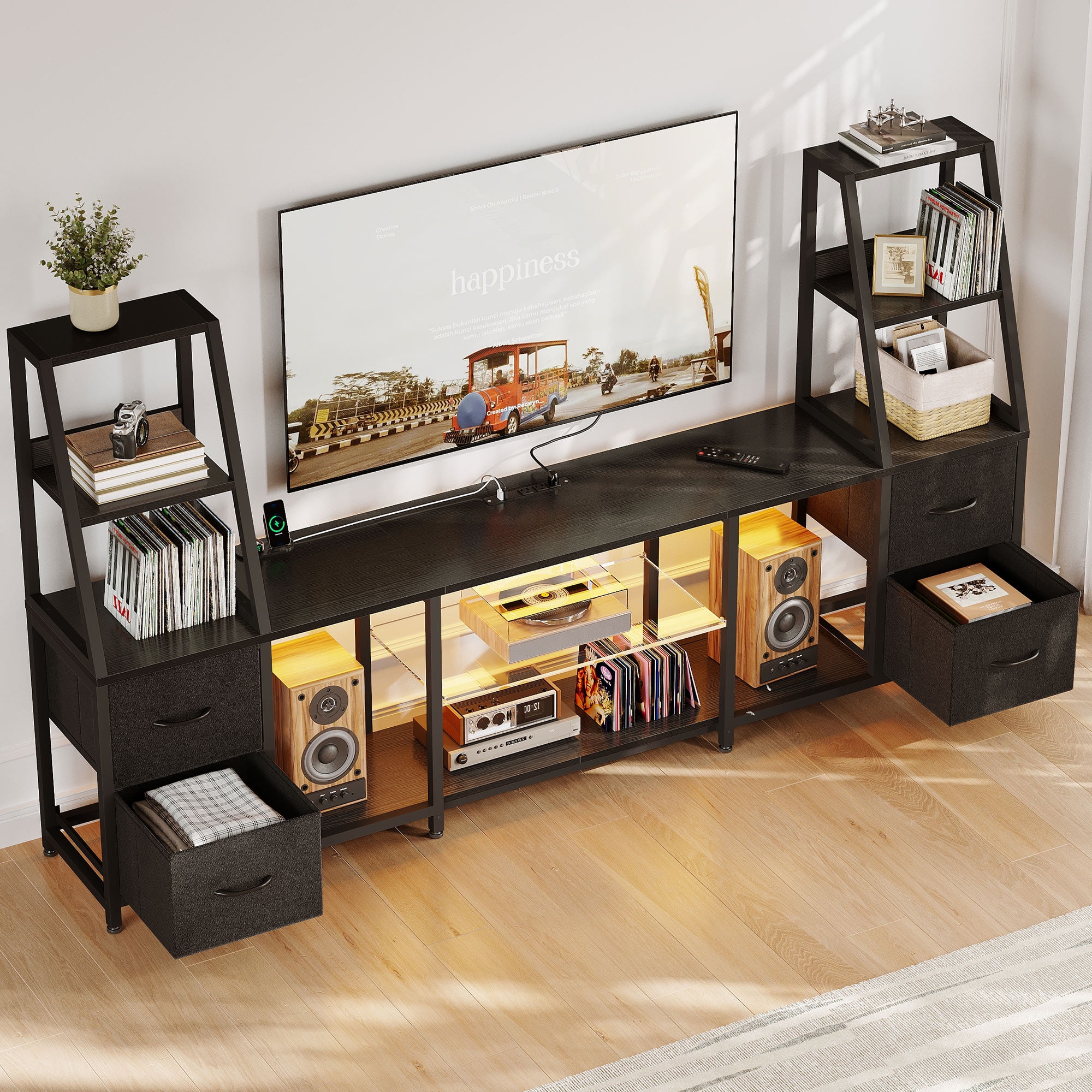Casacomoda 87" TV Stand for TVs up to 65", Black photo 3
