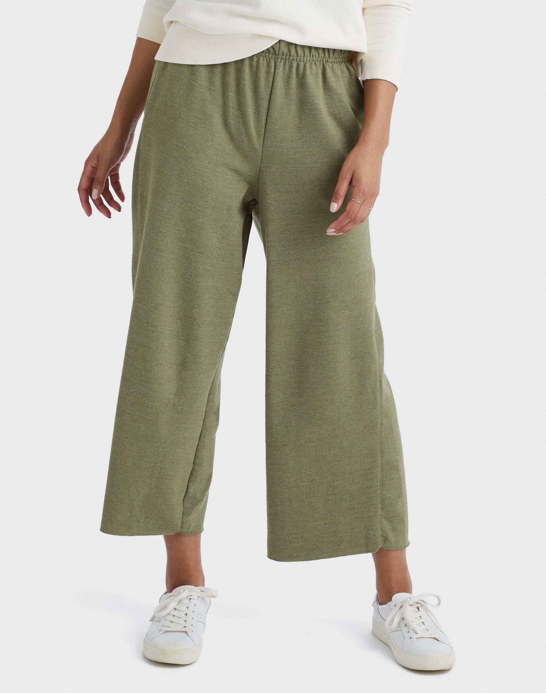 Hanes Originals Women's French Terry Wide Leg Crop Pants