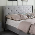 thumbnail image 2 of King Upholstered Platform Bed Frame with 45" Tall Headboard - Button Tufted Linen Bed - Gray - Oliver & Smith - Kendall, 2 of 7