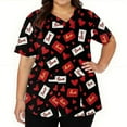 thumbnail image 3 of Dwralegc Valentine's Day Scrub Tops for Women V Neck T Shirts Heart Pattern Short Sleeve Nurse Oversized Tee Stretch Workwear Red L, 3 of 5