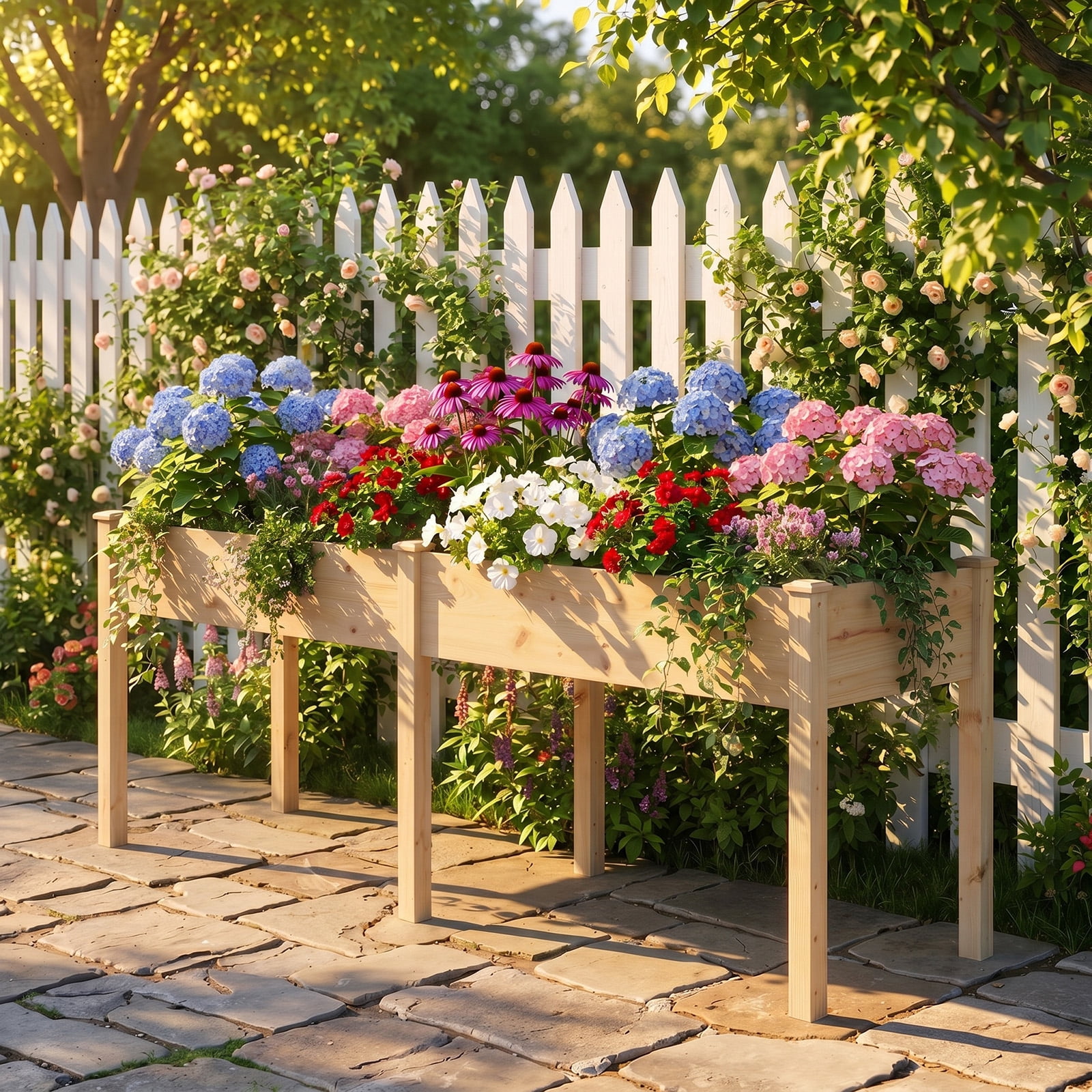 Wooden Raised Garden Bed with Legs, 72"L X 23"W X 30"H, Elevated Reinforced Large Planter Box for Vegetable Flower Herb Outdoors
