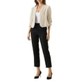 thumbnail image 2 of Blazer de negocios casual para mujer con cuello simulado y mangas 3/4, fruncido, color albaricoque, talla M, 2 of 6