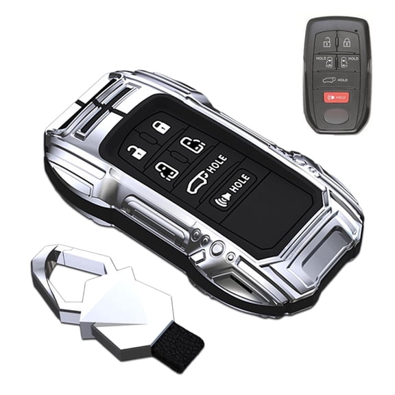 Zinc Alloy Smart Remote Car Key Fob Case Cover Protector Shell Compatible for Toyota Sienna RAV4 Prime 2021 2022 2023 6 Buttons with Keychain