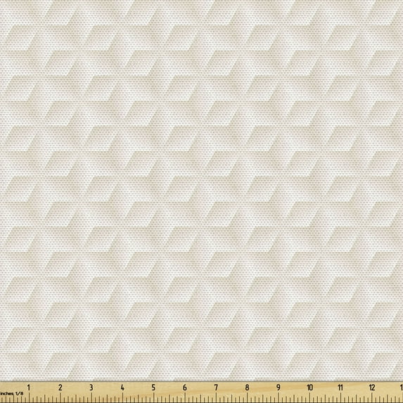 Ivory Fabric by the Yard, Geometric Continuous Diagonal Diamond Shaped Abstract Monochrome Digital Style Pattern, Decorative Upholstery Fabric for Chairs & Home Accents, 5 Yards, Cream by Ambesonne