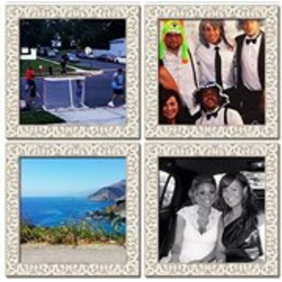 Instagram Photo Frame - Frame Your 4x4 Photos! - White Ornate 4" x 4" Frame (4-PACK)