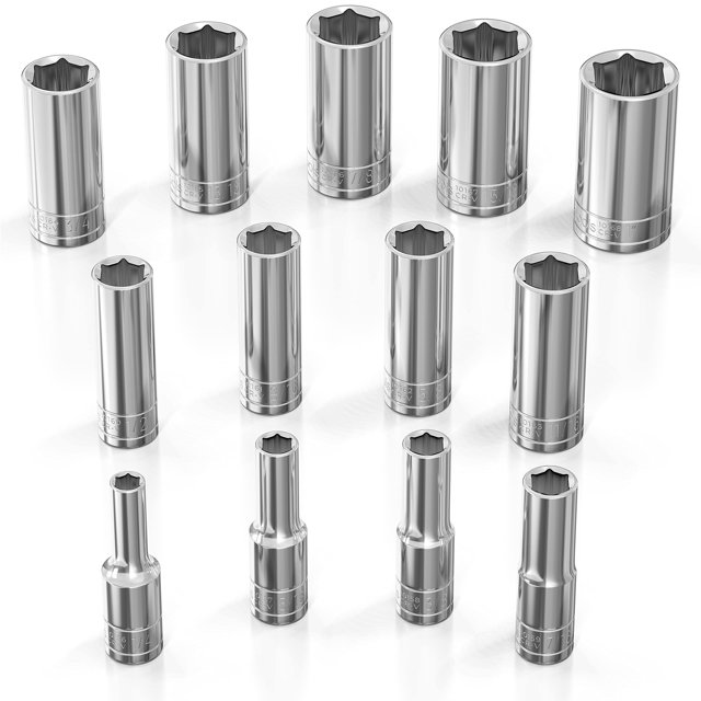 Juego De Llaves De Vaso Sae Olsa Tools (13 Piezas) | Unidad De 3/8 De Pulgada | Juego De Vasos Profundos De 6 Puntos | Tamaños Imperiales Estándar De 1/4"" A 1"" | Juegos De Dados Fraccionarios Mecáni