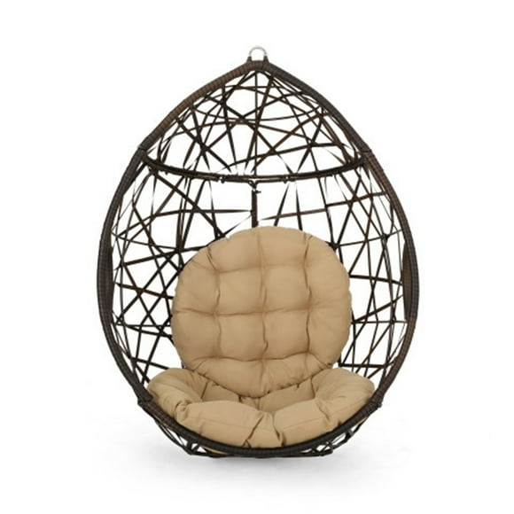 Outdoor Swing Chair with Durable Iron Stand - Brown