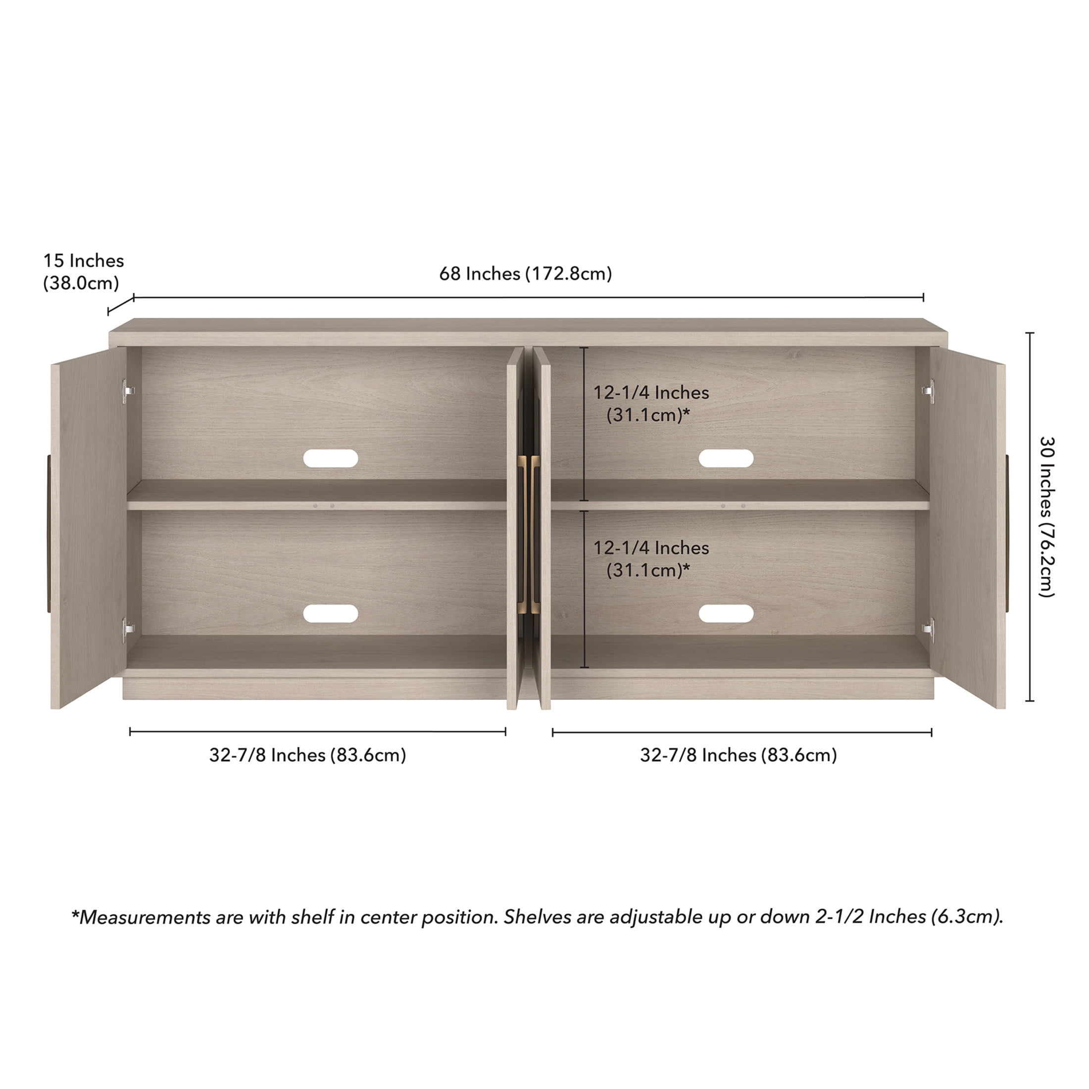 Evelyn&Zoe Modern/Contemporary 68" Wide Alder White Buffet Table