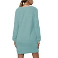 thumbnail image 2 of Sexy Dance Women Sweater Dress Solid Color Mini Dresses Long Sleeve Pullover Elegant Winter Jumper Tops Light Blue 2XL, 2 of 4
