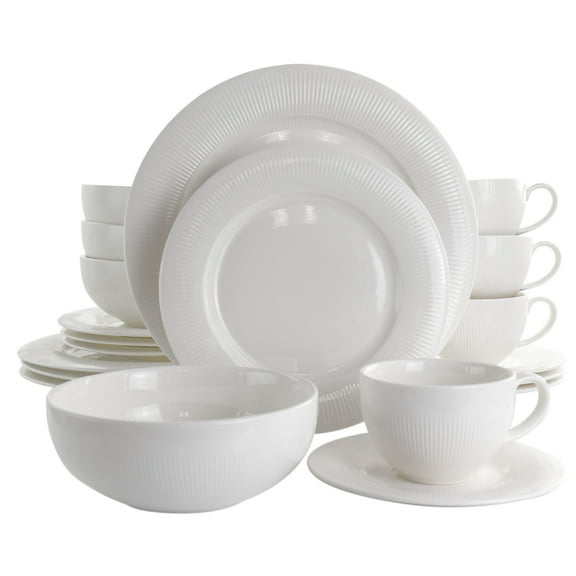 Elama Pallene 20 Piece Porcelain Dinnerware Set in White