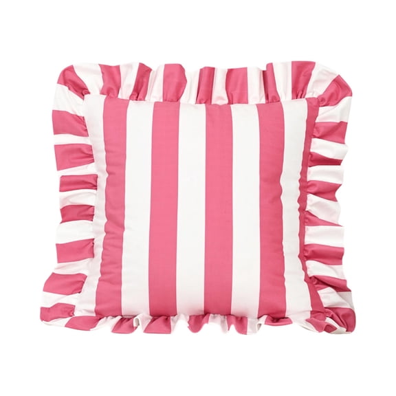 Pink Striped Throw Pillow Cover Ruffled Decorative Pillow Case Soft Plush Accent for Couch Sofa Living Room Home Decor 1 Pack