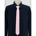 thumbnail image 2 of INSPIRE CHIC Men's Stripe Necktie Self-Tied Linen Slim Ties for Business Casual Pink One Size, 2 of 5