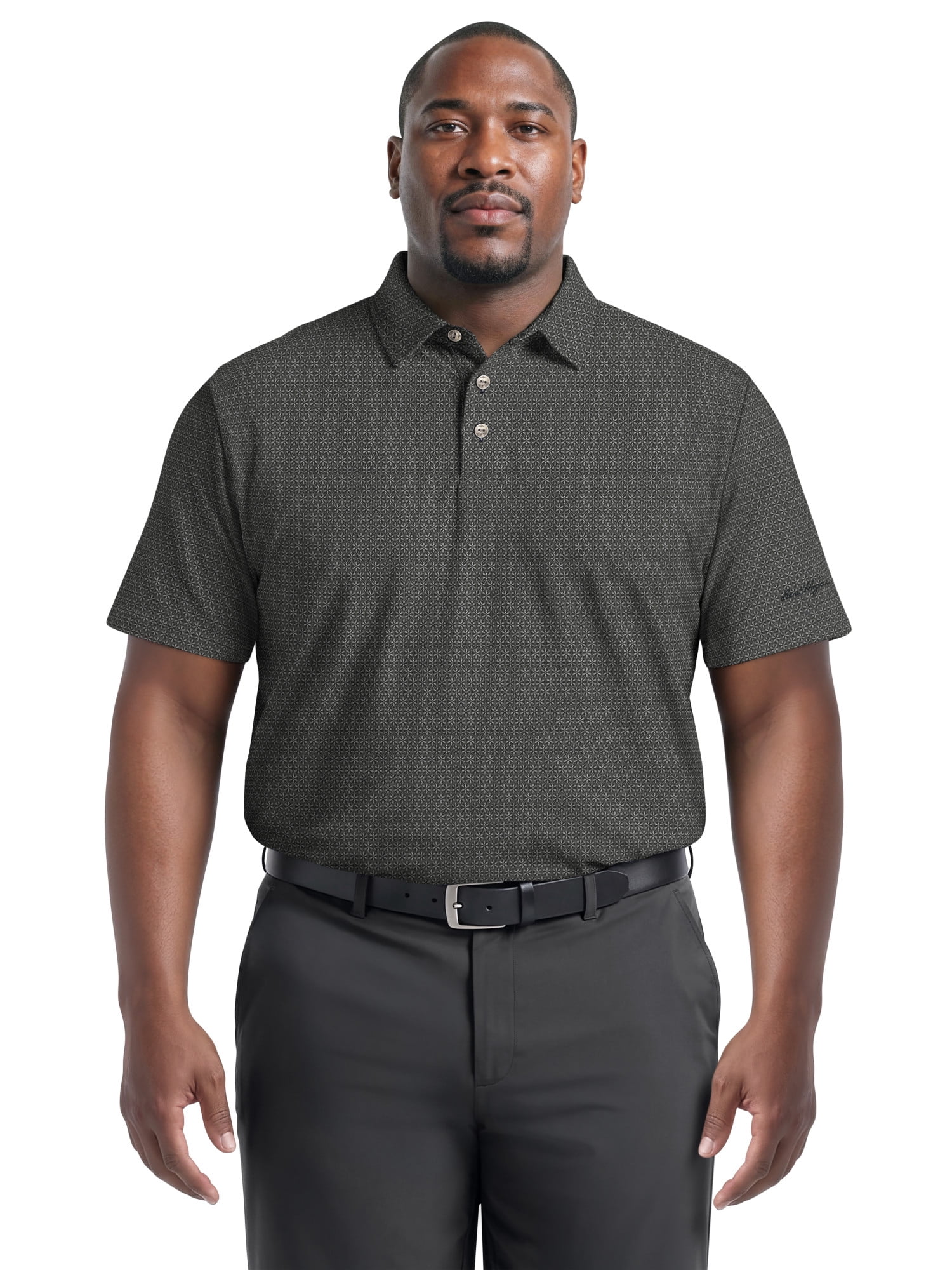 Ben Hogan Performance Men's & Big Men's Flower Geo Print Short Sleeve Golf Polo Shirt, Sizes S-4XLT
