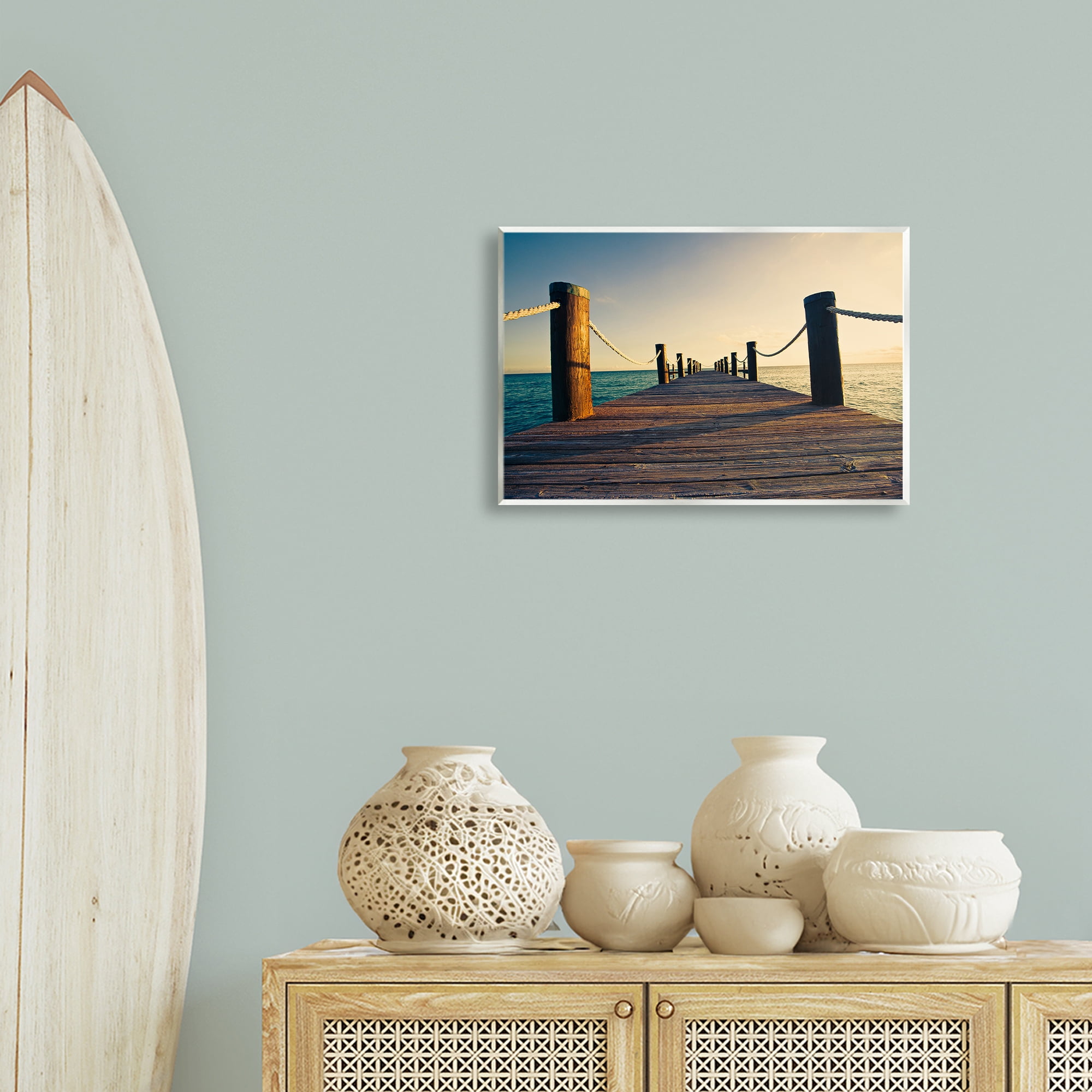 Stupell Industries Summer Coastal Dock Coastal Photography Unframed Art Print Wall Art, 19 x 13