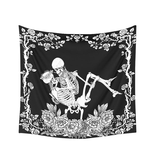 Kearding Tapiz con estampado de calavera y Mandala con temática de Halloween, manta para colgar en la pared, esterilla de Yoga, decoración para Decoración del hogar Negro 150x100cm Kearding HA8701-01B