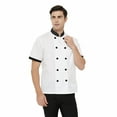 thumbnail image 2 of TOPTIE Veste de Chef à Manches Courtes Blanche Légère à Boutons Uniforme de Chef, 2 of 9