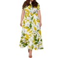 thumbnail image 7 of LWavelet Women's Plus Size Ditsy Floral Maxi Dress Short Sleeve Tie Waist Casual Cute Dress with Pockets Beige 2XL, 7 of 7