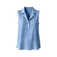 thumbnail image 2 of GERsome Tank Tops for Women Button V-Neck Sleeveless Summer T-Shirts Comfort Cotton Linen Collared Tops Blue Size M, 2 of 8