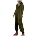 thumbnail image 2 of GaThRRgYP Womens Plus Size Pants Clearance,Women's Fashion Hooded Button Rompers Solid Casual Long Sleeve Pocket Jumpsuit, 2 of 8