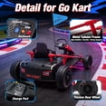 thumbnail image 4 of Joyracer 24V 14Ah Kids Electric Go Kart with Remote Control, 3 Speed Modes 5–10 MPH, 2 * 200W Motors, Metal Frame 24 Volt Ride on Toys Drift Kart for Big Kids, Music & Bluetooth, Red, 4 of 10