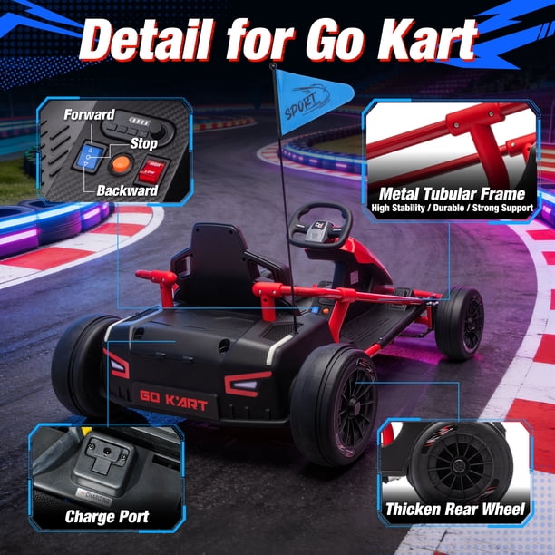 Joyracer 24V 14Ah Kids Electric Go Kart, Up to 10 MPH, 3 Speed