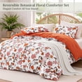 thumbnail image 2 of Exclusivo Mezcla Floral California King Comforter Set, 3 Pieces Cal King Size Lightweight Bedding Comforters, Orange Botanical Flowers Pattern, 2 of 8