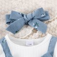 thumbnail image 5 of 9-12 Months 3 Pcs Baby Girl Clothes Long Sleeve Fall Winter Newborn Baby Girl Clothes Infant Outfits Ruffle Sleeve Romper Bodysuit Floral Pants Girl Winter Outfits,Blue, 5 of 6
