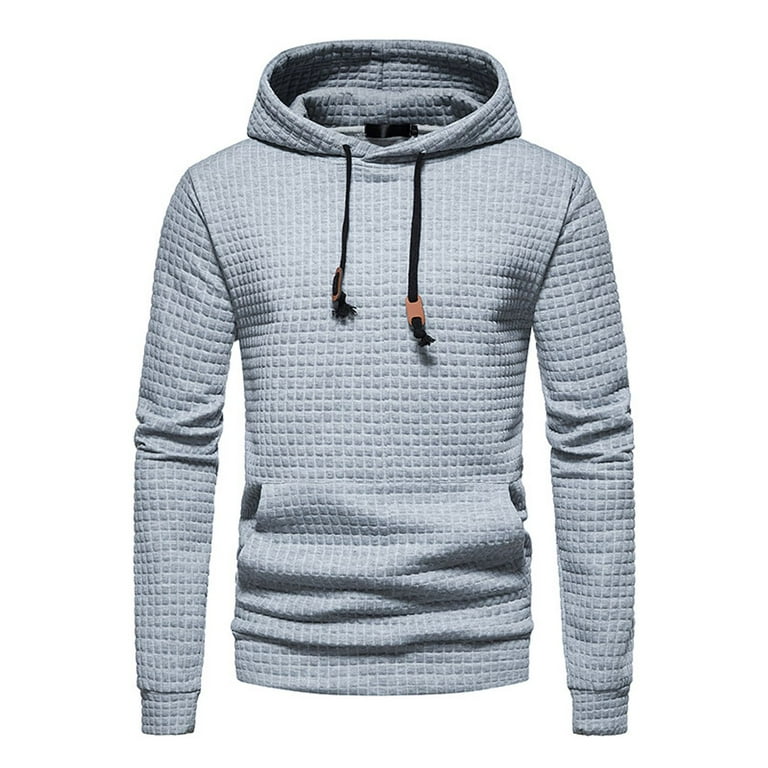 Jinda Men's Waffle Knit Hoodie Basic Solid Long Sleeve Slim Fit Hoodies  Comfy Casual Drawstring Spring Spring Fall Top Hooded Sweatshirt Light Grey  42 - Walmart.com