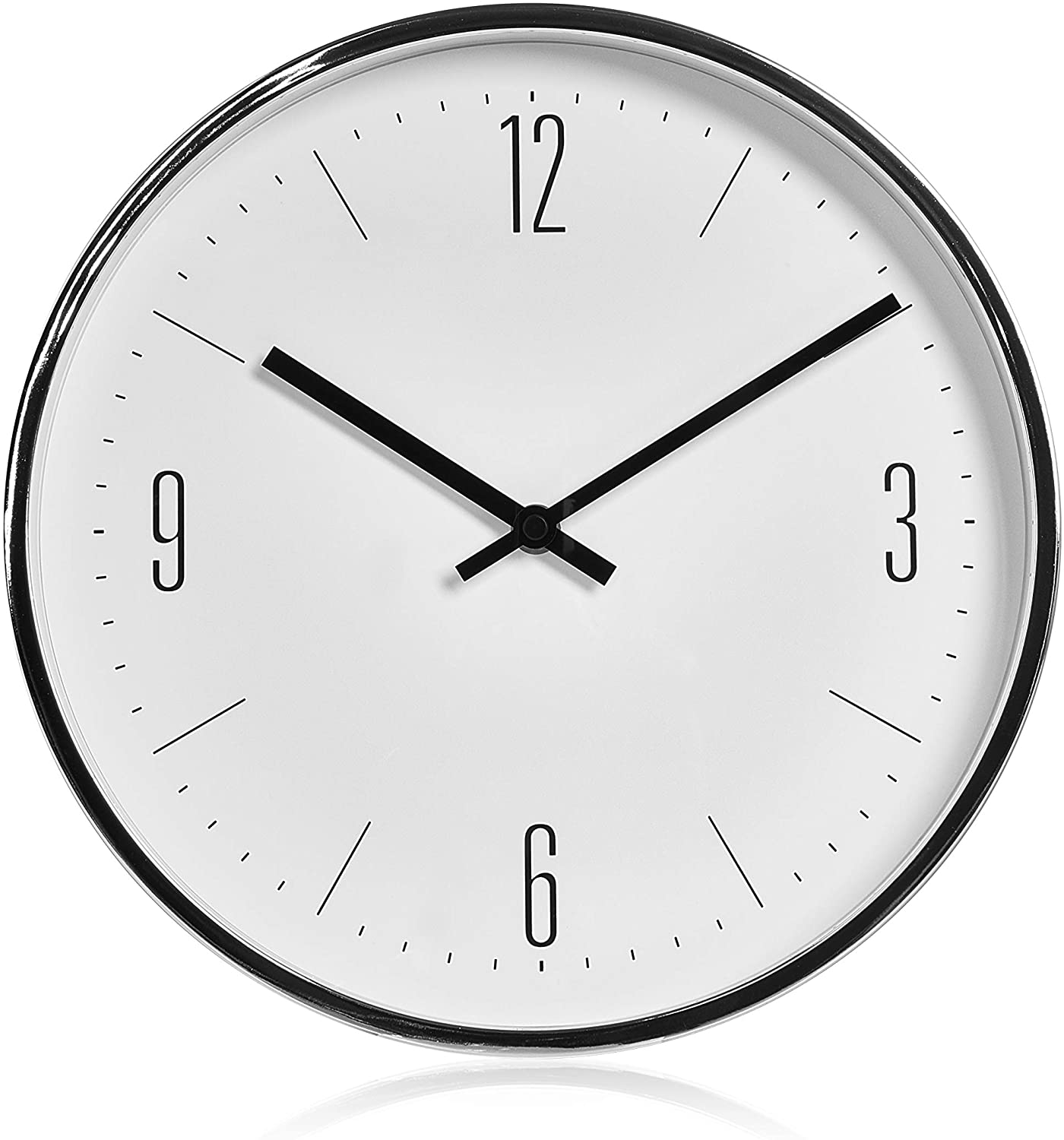 RCA RCWC30SW Wall Clock, 11" Round Silver. Decorative Wall Clock Battery Operated Quartz