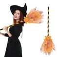 thumbnail image 4 of Halloween Witch Broom Wizard Broomstick Kids Tulle Gauze Flying Broomstick for Halloween Costume Haunted House Decoration, Masquerade Cosplay Costume Accessories Props, 35.4 Inch,2Pcs, 4 of 6