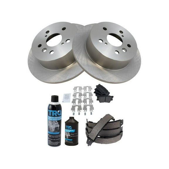 Rear Brake Pad Rotor Shoe Drum Kit - Compatible with 2012 - 2017 Toyota Camry 2013 2014 2015 2016