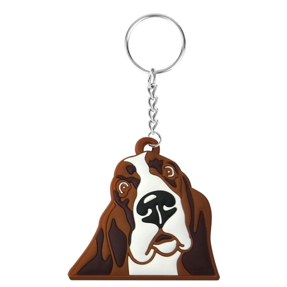 WIRESTER Rubber Soft Touch PVC Silicone Keychain for Car Bag Pendant, Basset Hound Dog