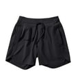 thumbnail image 5 of Audhol Womens Athletic Shorts, Womens Wide Leg Yoga Shorts High Waisted Shorts Summer Gym Athletic Workout Long Shorts with Pockets High Waisted Shorts Women Black L, 5 of 7