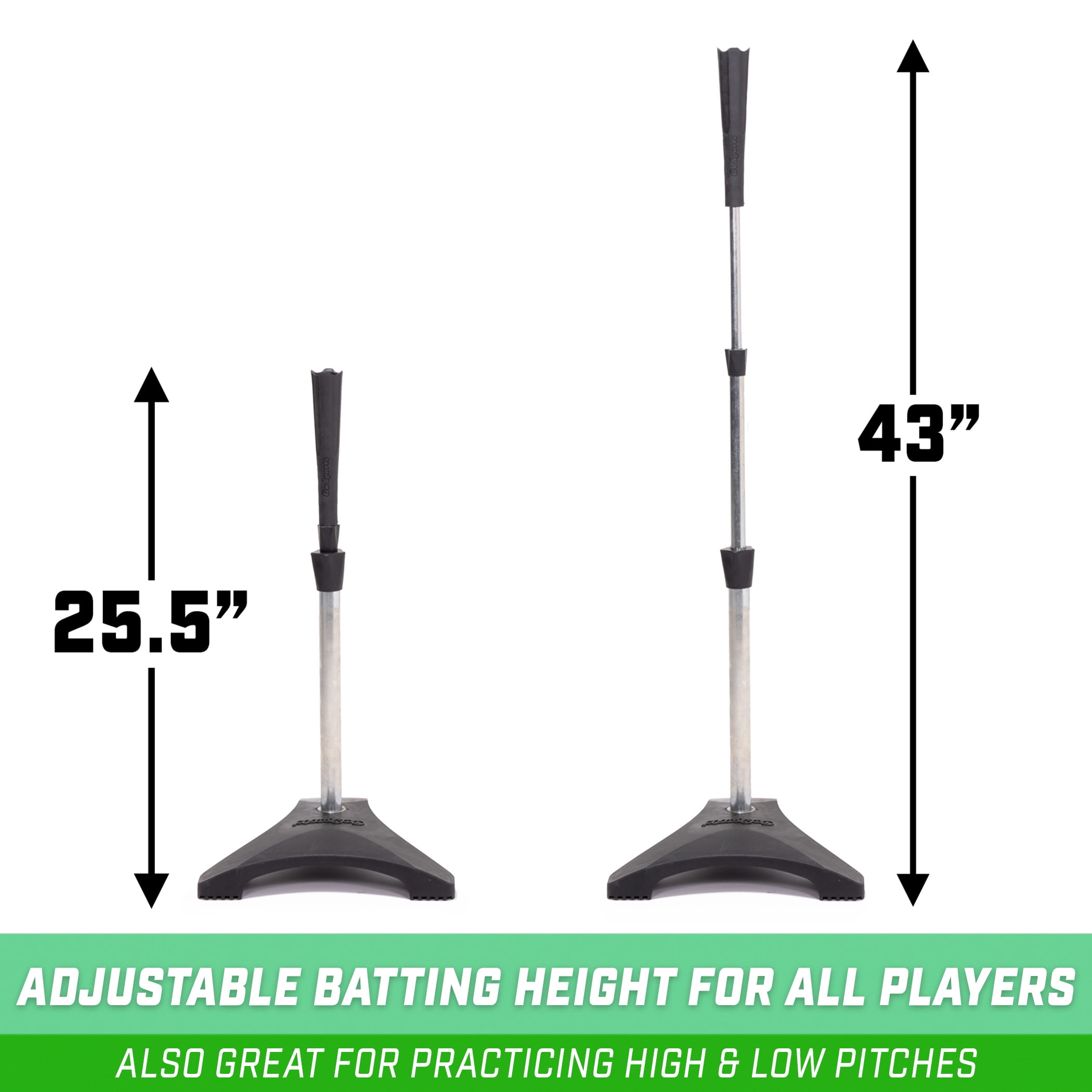 GoSports Baseball & Softball Pro Batting Tee with Heavy Duty Tripod Base Design and Adjustable Height