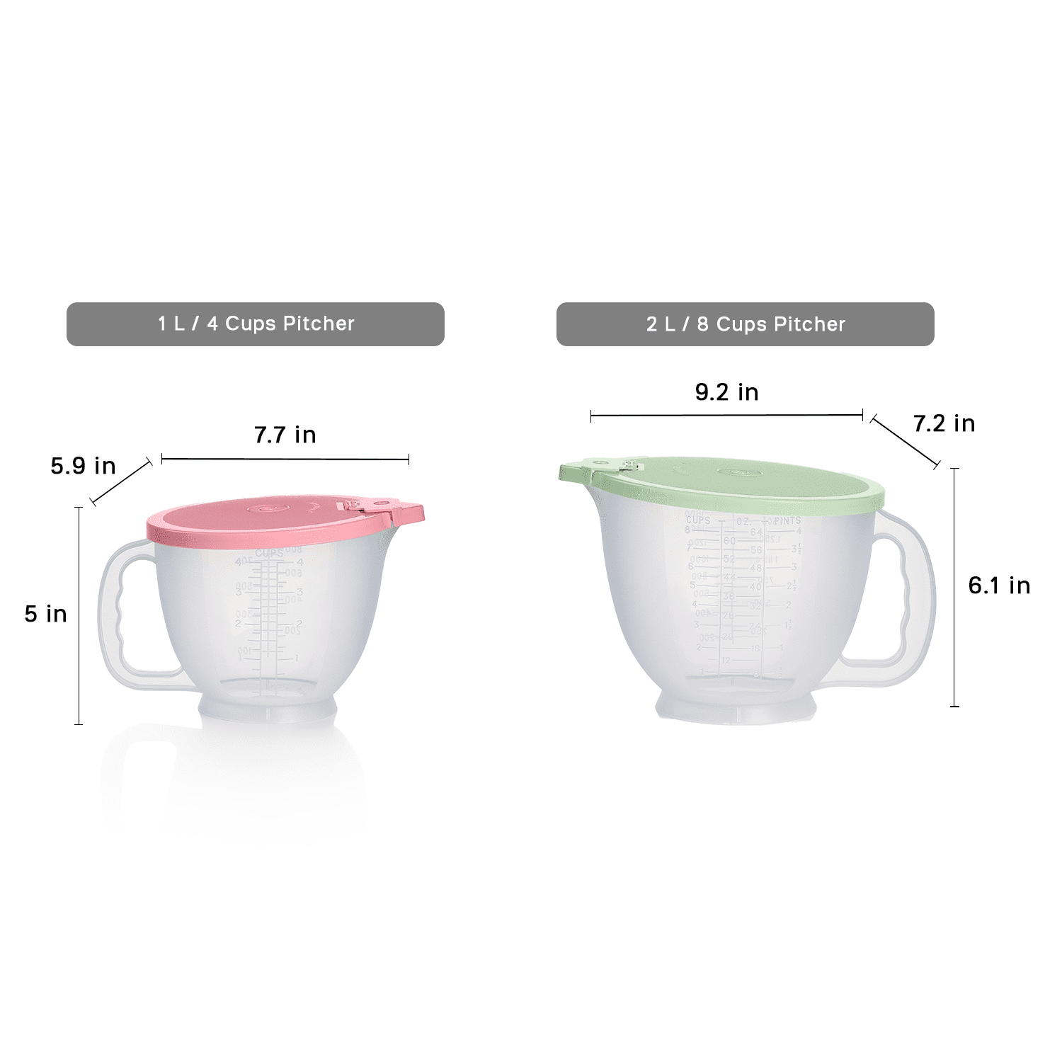 Tupperware Classic Mix-N-Store Plastic Pitcher Set with Lids (2 Count)
