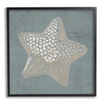 Patterned Starfish Aquatic Sea Life Animals & Insects Graphic Art Black Framed Art Print Wall Art