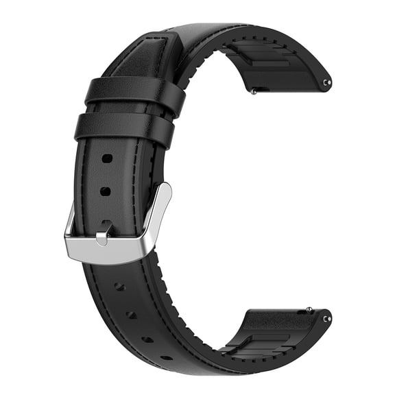 22mm Silicone Leather Watch Band for Samsung Galaxy Watch 3 45mm/Gear S3 Classic/Frontier, Replacement Wrist Strap for Amazfit GTR 2/Tiwatch PRO3, Soft Comfortable Business Style Band (Black)
