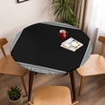 thumbnail image 5 of Geometric Greek Key Design Elastic Fitted Round Table Cover Black Simple Style Waterproof Outdoor Tablecloth for Holiday Party, Picnic, Patio & Dining Fits Tables Up to 36"-44", 5 of 8