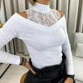 thumbnail image 4 of Odbmxy Long Sleeveshirts for Women White Womens Tops Slim Lace Casual Solid Tops, 4 of 9