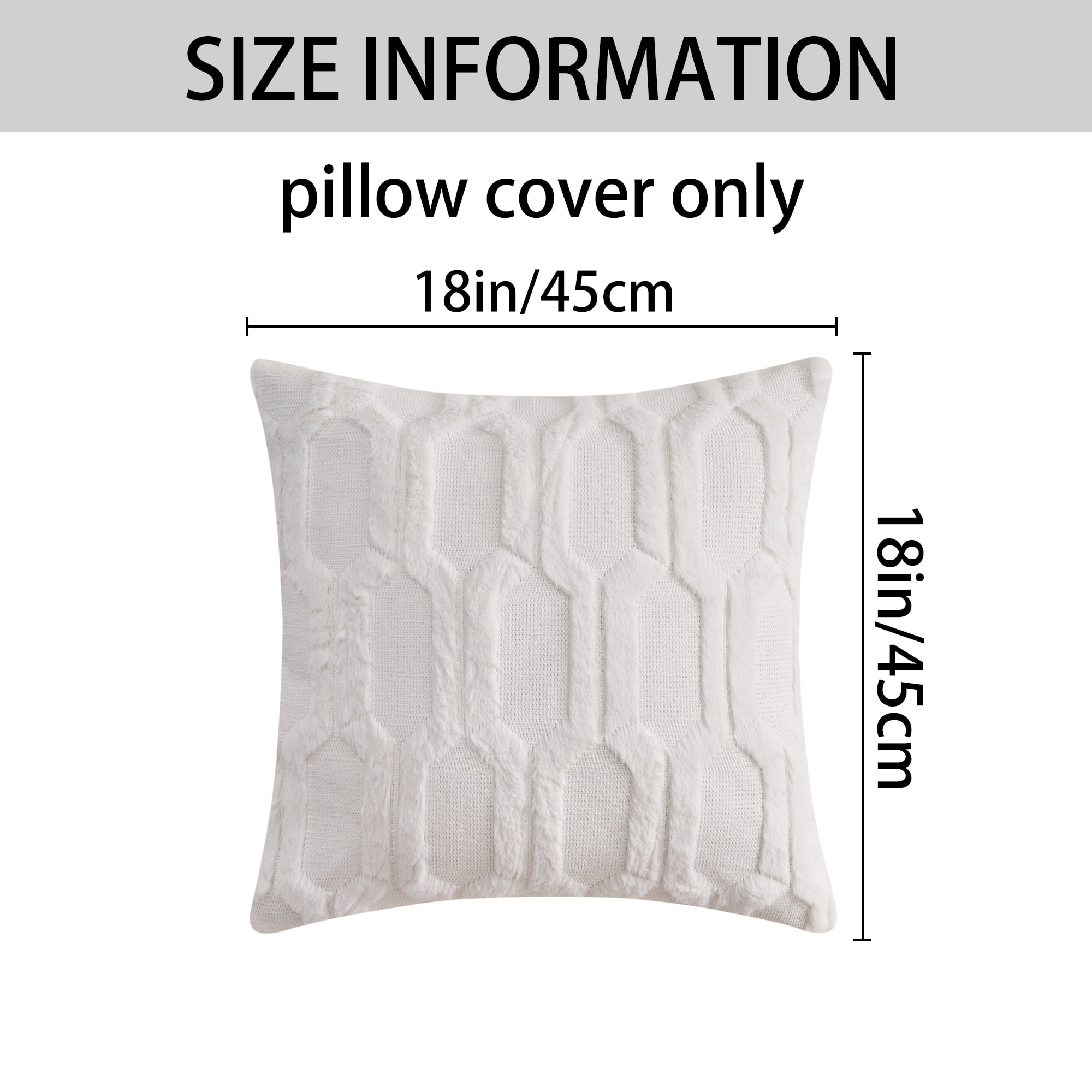 Unique Bargains Solid Color Plush Throw Pillow Covers White 18" x 18"