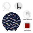 thumbnail image 4 of Picia Sardine Pattern Bone China Decorative Plate – Wall Decor with Stand and Adhesive, Elegant Ornament for Living Room, Office, or Entryway-10in, 4 of 6