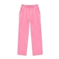 thumbnail image 4 of Open Hem Sweatpants Teen Girls Wide Leg Drawstring Baggy Pants Straight Leg Athletic Trousers with Pockets Pink 12-13Y, 4 of 5