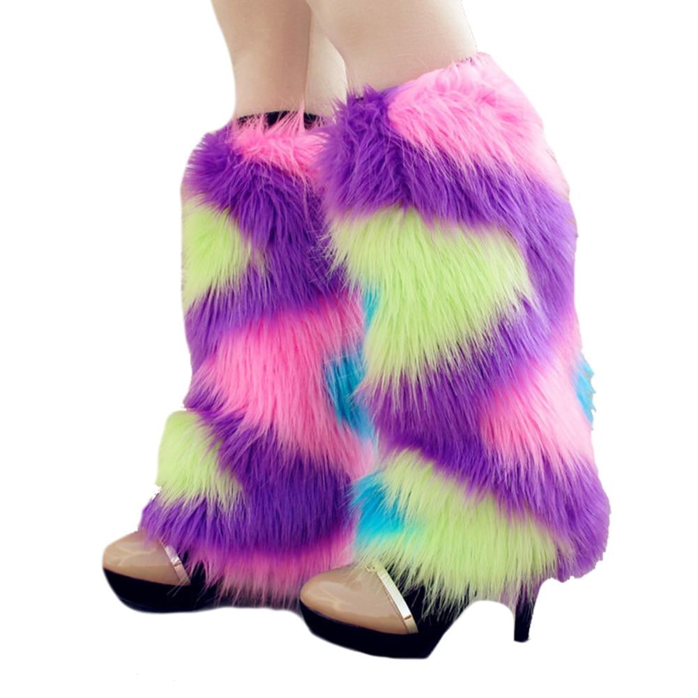Expression Gifts Neon Rainbow Furry Fluffy Unicorn Leg Warmers