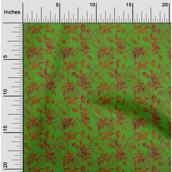 oneOone Polyester Lycra Green Fabric Batik Craft Projects Decor Fabric Printed By The Yard 56 Inch Wide - S4