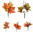 thumbnail image 2 of Artificial Maple Leaves Branch Fake Fall Leaves Stems Plants Outdoor Home Decor, 2 of 4