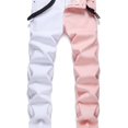 thumbnail image 1 of Jeans ajustados de corte recto para hombre Jeans de mezclilla elásticos lavados informales Los más vendidos, 1 of 4