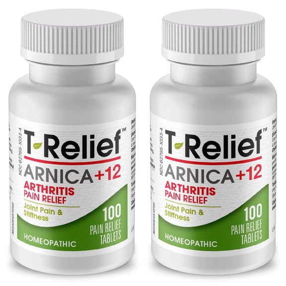 MediNatura T-Relief Extra Strength Arthritis Arnica 12 Pain Relieving Natural Medicines - 100 Tablets (2 pack)