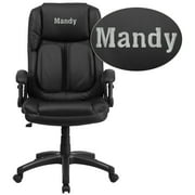 Flash Furniture Personalized Extreme Comfort High Back Black LeatherSoft Executive Swivel Ergonomic Office Chair with Flip-Up Arms