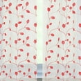 thumbnail image 4 of Embroidery Leaf Pattern Burgundy Sheer Kitchen Curtain Panel 1.4*0.6 White, 4 of 5